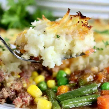 Homemade Shepherd's Pie served in a rustic bowl