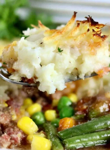 Homemade Shepherd's Pie served in a rustic bowl