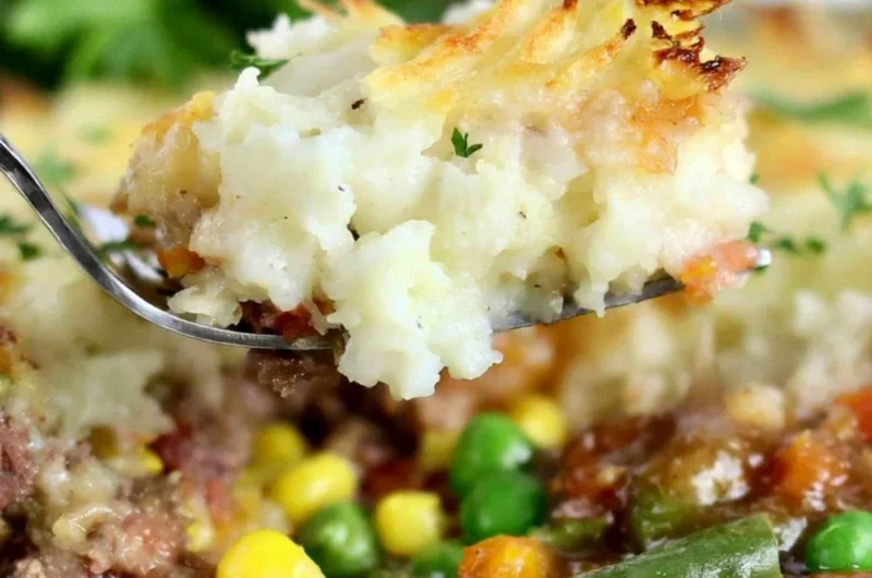 Homemade Shepherd's Pie served in a rustic bowl