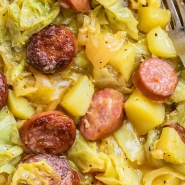 Cozy Cabbage Potatoes and Sausage dish served in a bowl