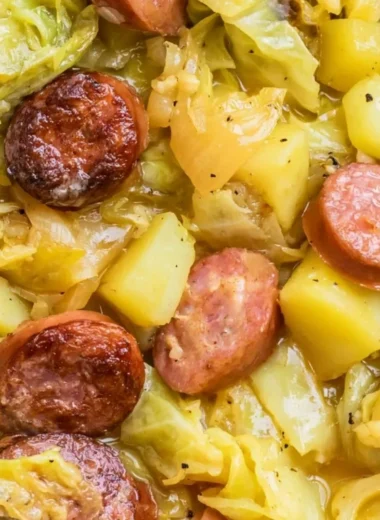 Cozy Cabbage Potatoes and Sausage dish served in a bowl