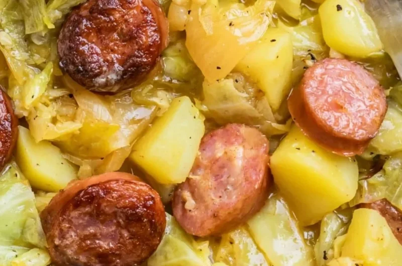 Cozy Cabbage Potatoes and Sausage dish served in a bowl