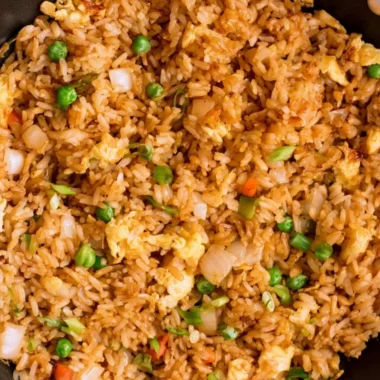 Cozy egg fried rice dish, a nostalgic delight full of flavor and comfort
