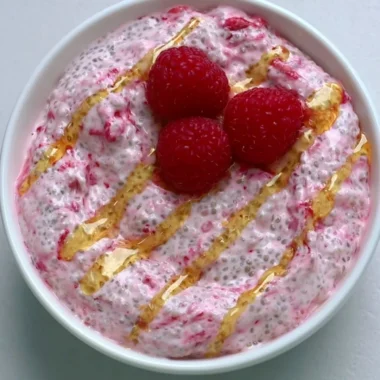 Cozy yogurt chia pudding topped with fresh fruits and nuts
