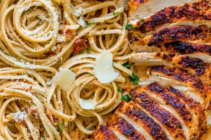 Creamy Cajun Chicken Pasta served in a bowl with fresh herbs and a fork