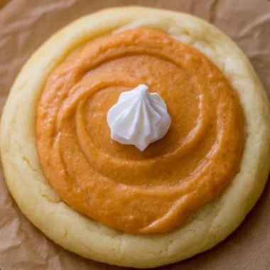 Delicious Crumbl pumpkin pie cookies with fall spices and creamy frosting