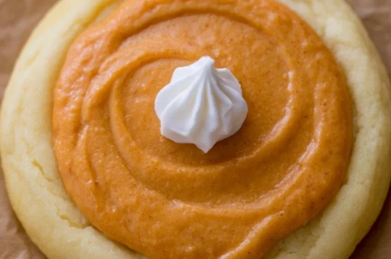 Delicious Crumbl pumpkin pie cookies with fall spices and creamy frosting
