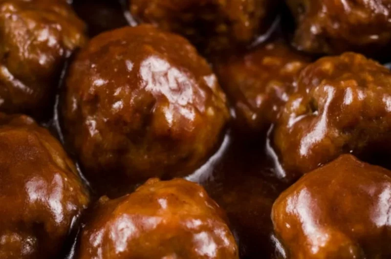 Slow cooker Salisbury steak meatballs served with gravy and mashed potatoes