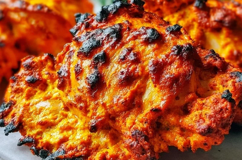 Delicious tandoori chicken served with naan and salad