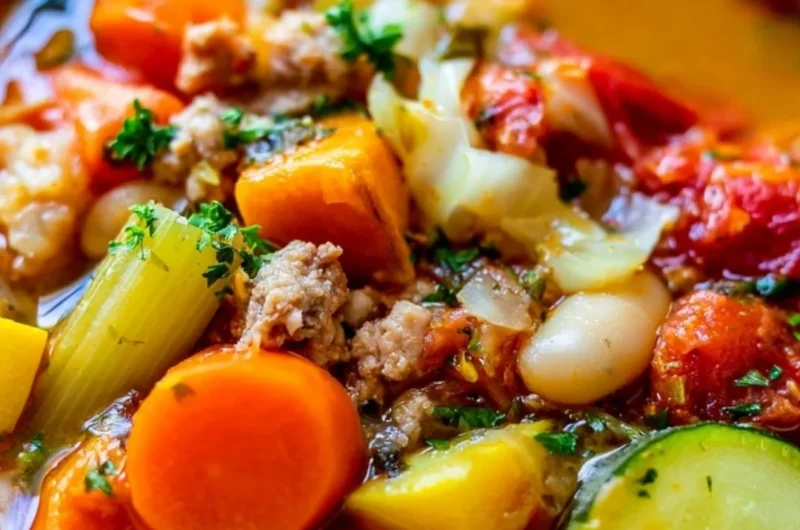 A bowl of healthy turkey vegetable soup packed with nutrients for weight loss