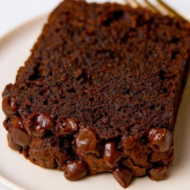 Delicious double chocolate pumpkin bread garnished with chocolate chips