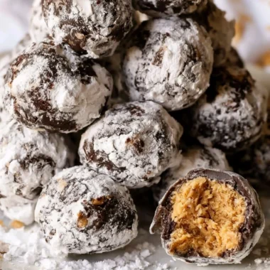 Delicious Puppy Chow Truffles served on a festive plate