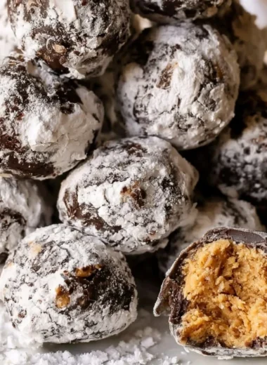 Delicious Puppy Chow Truffles served on a festive plate