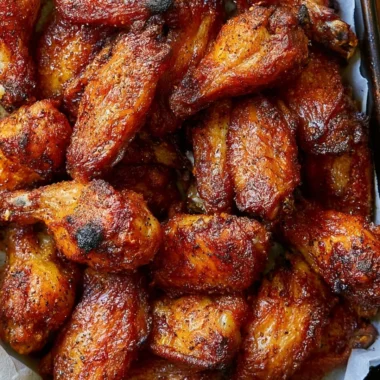 Crispy baked chicken wings fresh out of the oven, ready to enjoy.