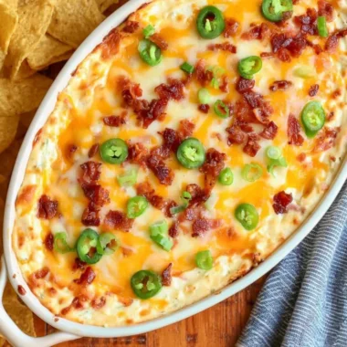Delicious Jalapeño Popper Dip served in a bowl at a party.