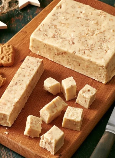 Delicious Christmas fudge with Speculoos caramel, a festive holiday treat.