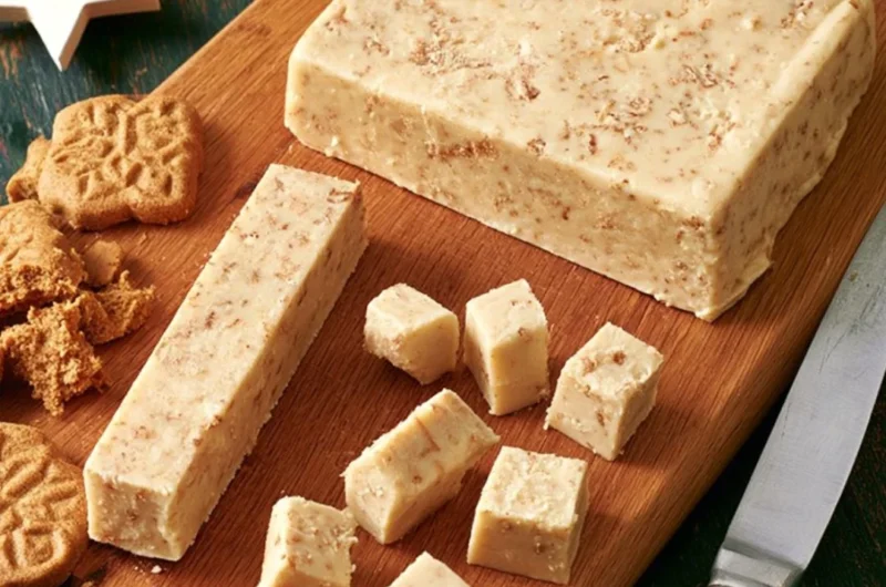 Delicious Christmas fudge with Speculoos caramel, a festive holiday treat.