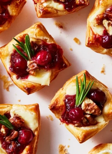 Enticing cranberry-filled pastry appetizer on a plate for parties