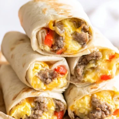 Delicious, freezer-friendly breakfast burritos ready for a quick meal.